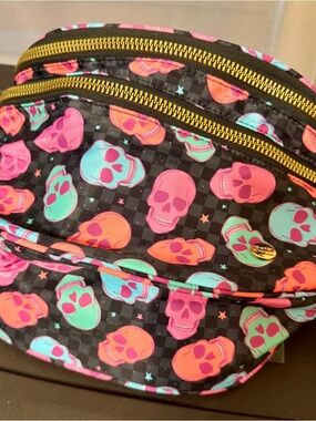 Blush Neon Skull Print Crossbody Bag - Pink, Teal, Orange, Black